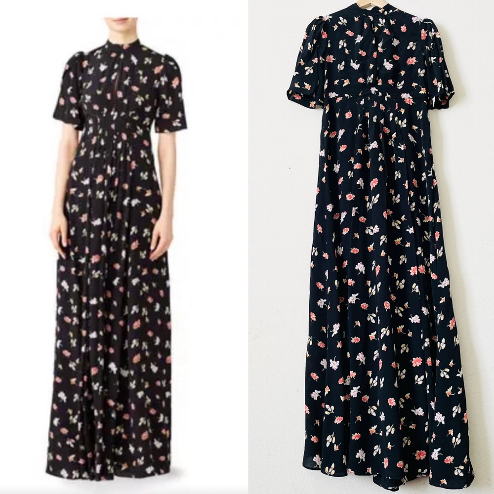 BYTIMO SMALL black floral short sleeve maxi dress